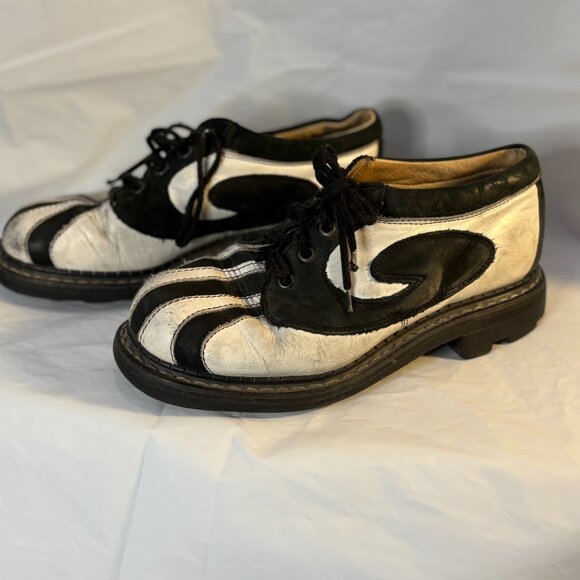 Fluevog Vintage Angel DEby Oxford Shoes - Black & White - Picture 2 of 3